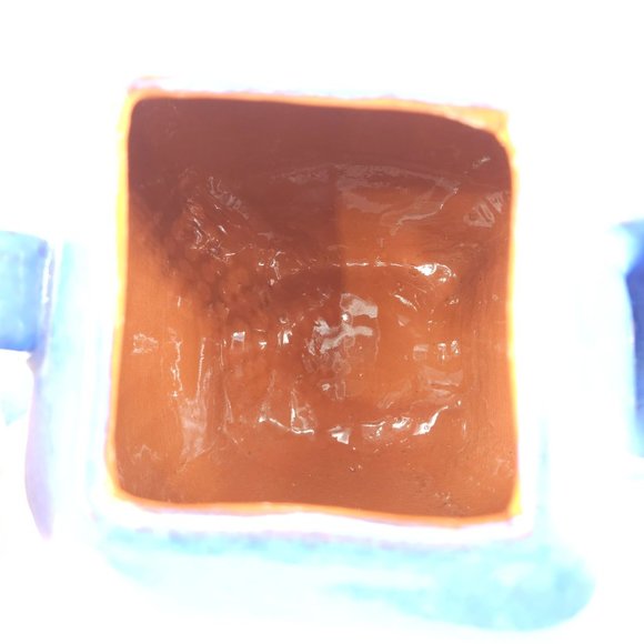 Hand Painted Pottery Teapot Tea Coffee Pot Carafe Lid Blue Stone Ware 9" - Picture 10 of 13